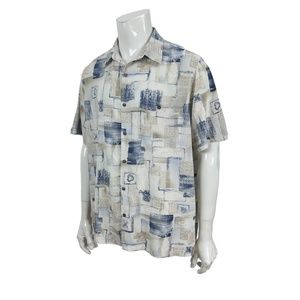 Batik Bay Camp Shirt Rayon Tropical Sea Life Fish Scallop Shells Non Tuck Men XL